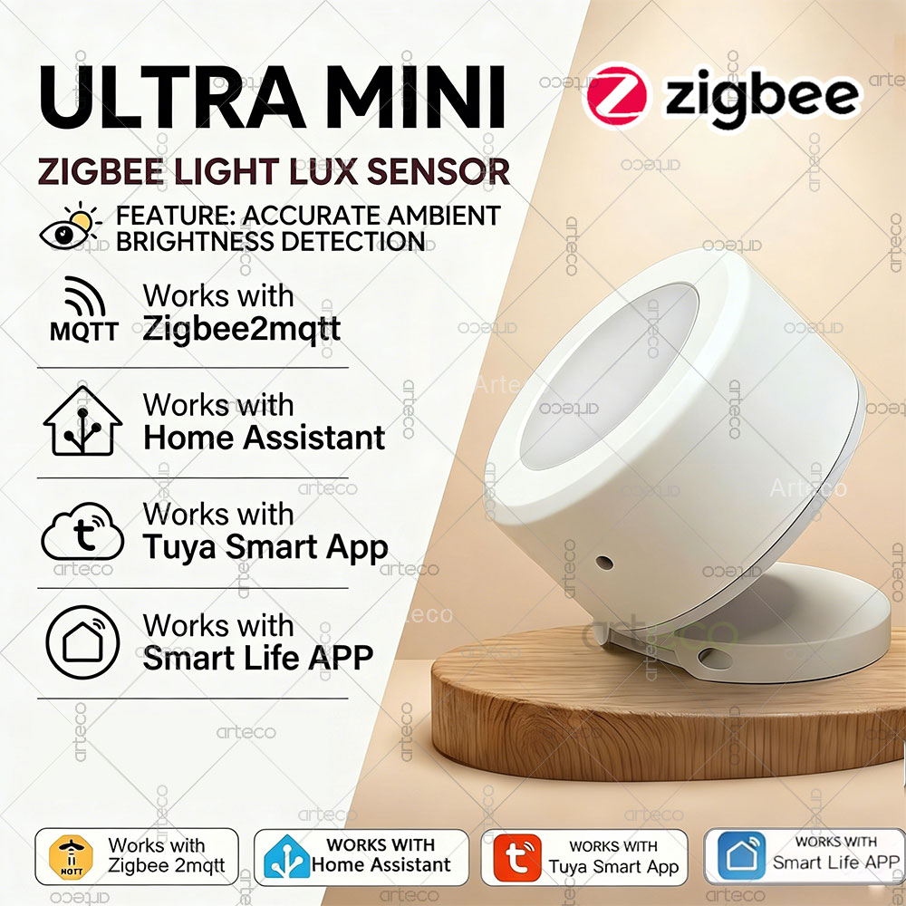 Smart Home Monitor - อัลตร้ามินิ ซิกบีเซ็นเซอร์ตรวจจับแสง เครื่องตรวจจับความสว่าง ลักซ์ การตรวจสอบความสว่าง ระบบอัตโนมัติในบ้านอัจฉริยะ