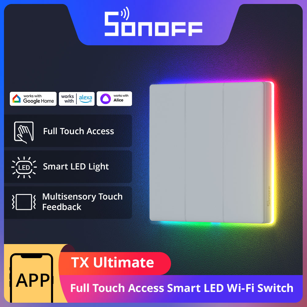 Wifi Led Dimmer - Sonoff TX สุดยอดสวิตช์ WiFi ติดผนังอัจฉริยะแบบสัมผัสเต็มจอแอลอีดีรีโมทคอนโทรลแบบสัมผัสหลายจุดผ่าน Alexa