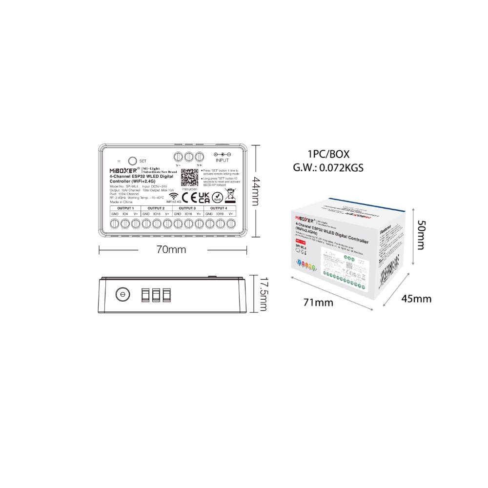 Wifi Led Dimmer - Miboxer SPIW5-4 5in1 SPI คอนโทรลเลอร์ LED