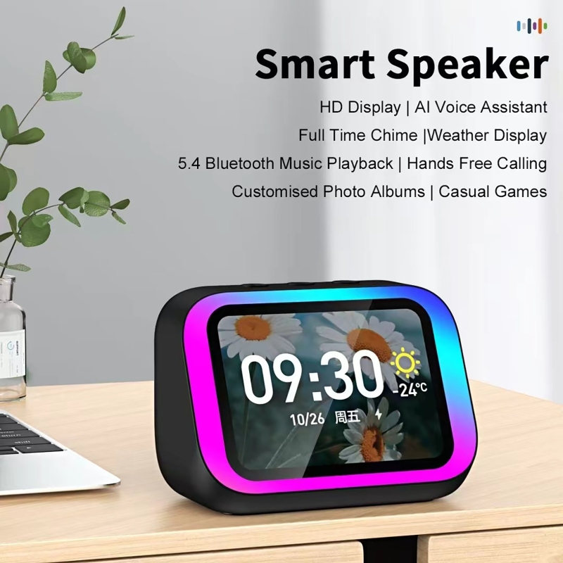 Smart Home Speaker - ลำโพงบลูทูธพร้อมผู้ช่วยเสียง AI ไฟ RGB นาฬิกาปลุก หน้าจอ