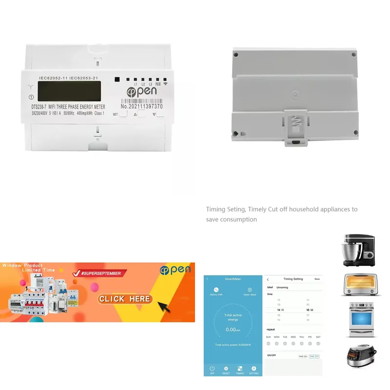 Smart Home Energy - มิเตอร์วัดพลังงานอัจฉริยะแบบสามเฟส พร้อมระบบป้องกันไฟเกินและไฟตก รองรับแรงดันไฟฟ้า 220V 400V ควบคุมผ่าน