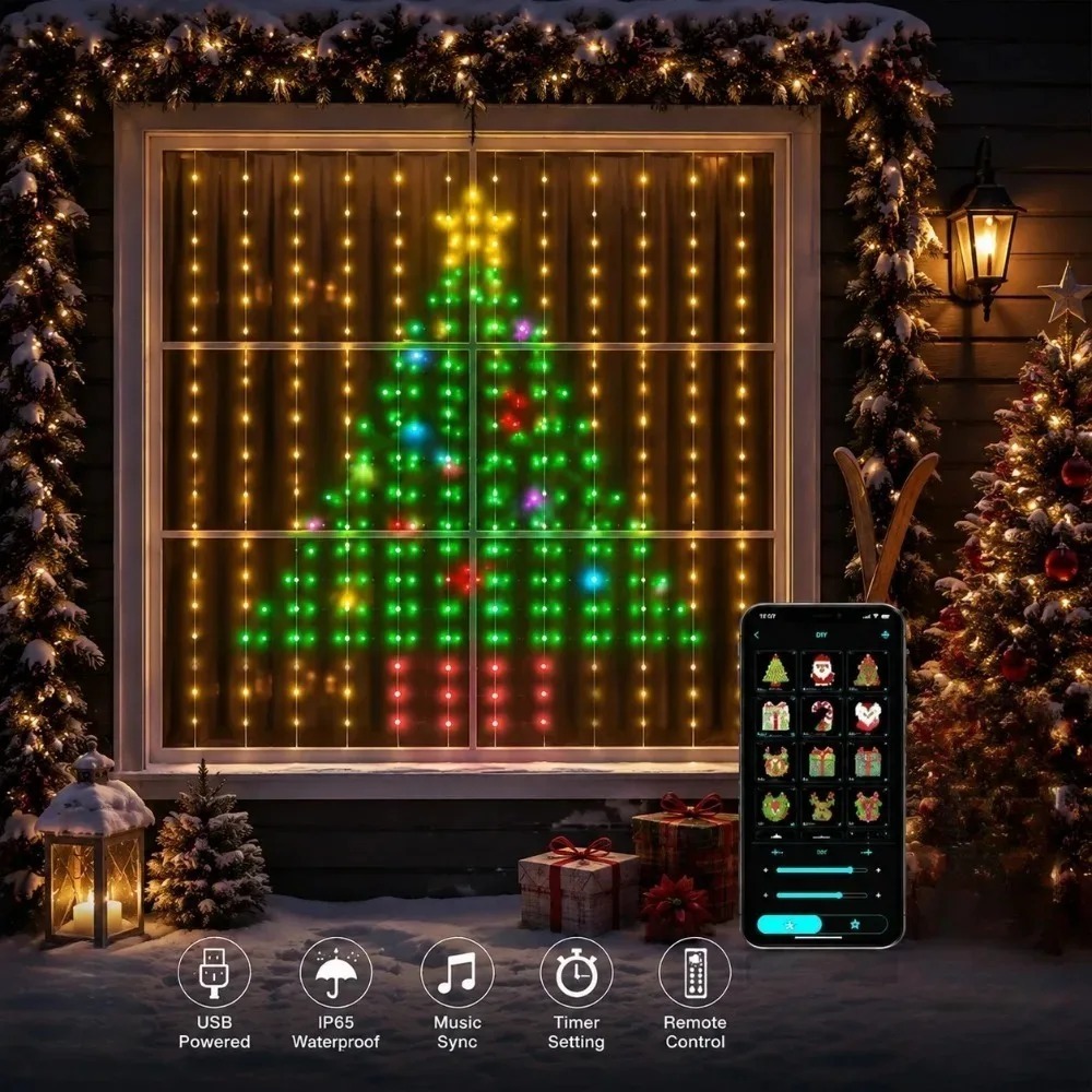 Smart Home Diy - ไฟม่าน LED พิกเซล ควบคุมผ่านแอปพลิเคชันบลูทูธ ไฟสาย RGB