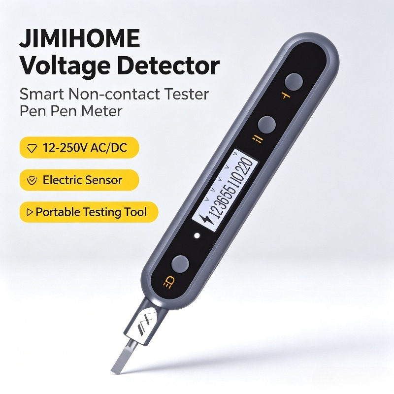 Smart Home Devices - JIMIHOME เครื่องตรวจจับแรงดันไฟฟ้าสมาร์ทแบบไม่สัมผัสปากกาทดสอบมิเตอร์ 12-250V AC/DC เซ็นเซอร์ไฟฟ้าเครื่องมือทดสอบมัลติฟังก์ชั่น