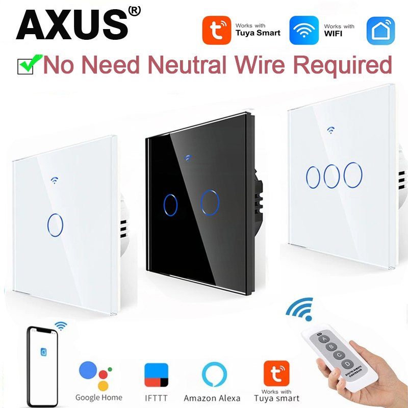 Smart Home Sistem - AXUS EU WiFi สวิตช์ไฟอัจฉริยะไม่มีสายไฟแบบเป็นกลาง สวิตช์สัมผัส RF433