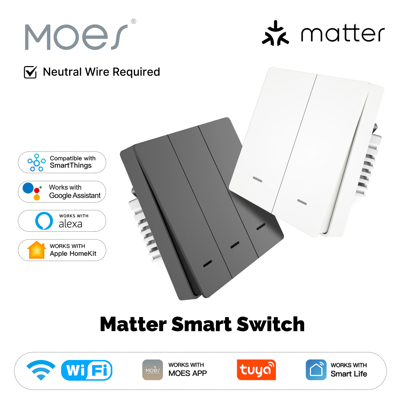 Smart Home Sistem - MOES Matter Tuya WiFi สมาร์ทปุ่มสวิทช์ EU