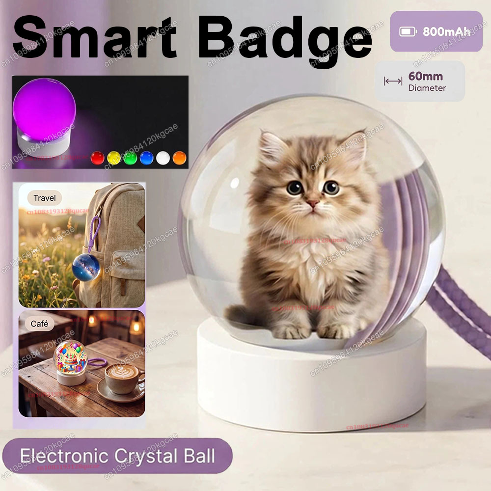 Smart Home Icon - E-Badge ป้ายดิจิทัลอัจฉริยะ หน้าจอแสดงผลทรงกลม 360*360 รองรับการปรับแต่งรูปภาพ GIF