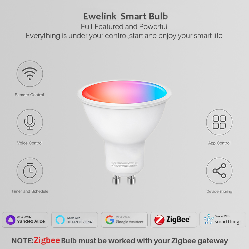 หลอดไฟ LED Ewelink GU10 Zigbee - Smart Home Samsung บทวิจารณ์และราคา