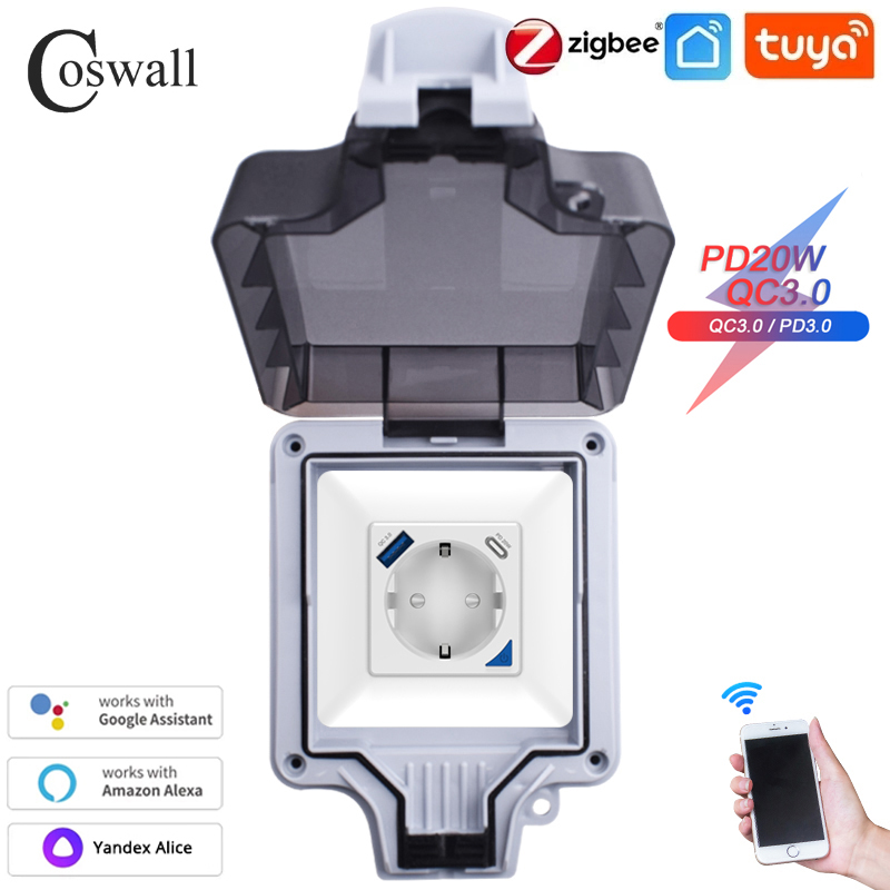 Coswall IP66 กันน้ํา EU ซ็อกเก - Smart Outdoor Plug บทวิจารณ์และราคา