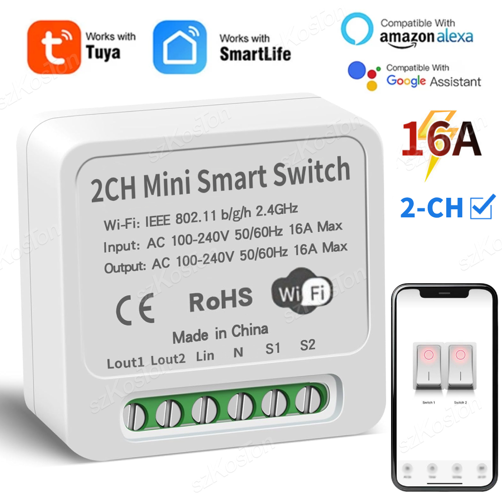 16A Tuya WiFi สมาร์ทโมดูลสวิทช - Smart Home Diy บทวิจารณ์และราคา