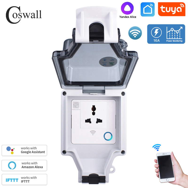 Coswall Tuya Wifi ควบคุมเสียง  - Smart Outdoor Plug บทวิจารณ์และราคา